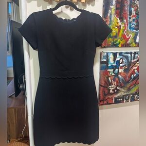 Club Monaco Black Scalloped Mini Dress